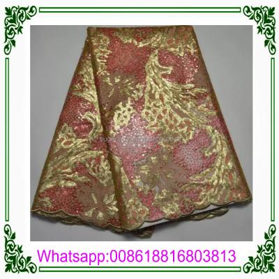 China Hot Selling Viable Organza Lace Fabric /Organza Lace Sequins/African Bridal Lace for sale