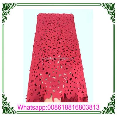 China Viable Wholesale Nigerian Laser Beads Material Laser Cut Lace For Ladies for sale