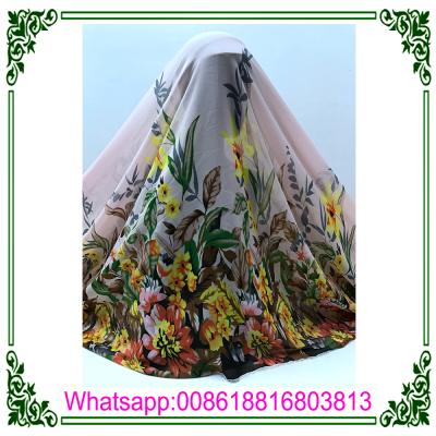 China Colorful top quality 100% French silk chiffon fabric polister printed new designs for women for sale