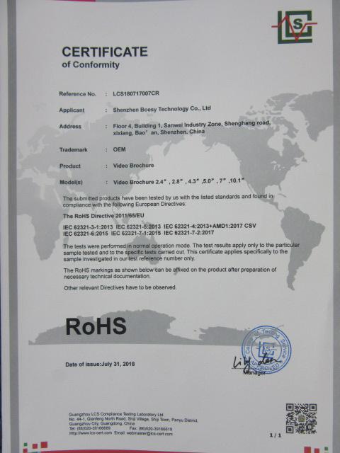 RoHS - Shenzhen Boesy Technology Co., Ltd.