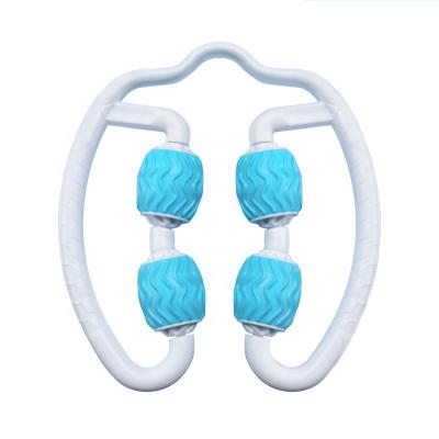 China 3D Floating Point Design 360 Degree 4 Wheel Leg Muscle Relaxation Roller Ring Clamp Stick Yoga Body Shaping Fitness Device Circle Leg Massager for sale