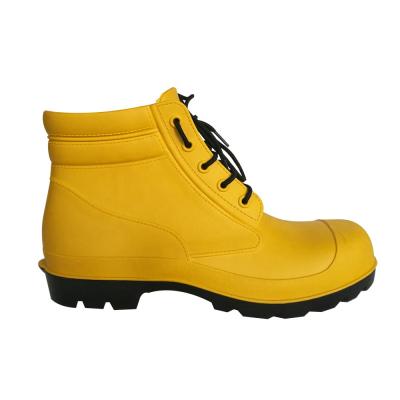 China Flat Toe Steel SBP CE Standard Wear Resistant Man Unisex Jelly Rain Boots PVC Water Shoes Safety Yellow Rubber Boots for sale