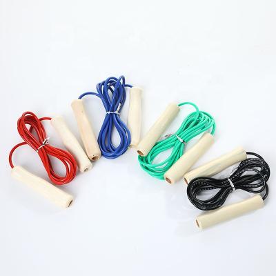 China Diet Sporting Goods 2.6m Handle Jumping Skipping Rope Adult Sports Fitness Student Cotton Rubber Wood Rope Sports for sale