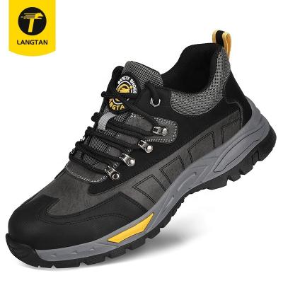 China LANGTAN European Standard Steel Toe Safety Shoes Waterproof Microfiber Toe Leather Trim Outdoor Safety Shoes for sale