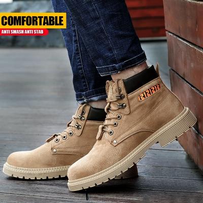 China Anti puncture KGJIANDA fashion soft toes pig afety boots steel indestructible shoes men leather work safety shoes for sale