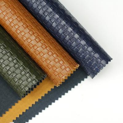 China Abrasion-Resistant Embossing Pattern Knitted Backing Faux PU Leather Fabric For Furniture for sale