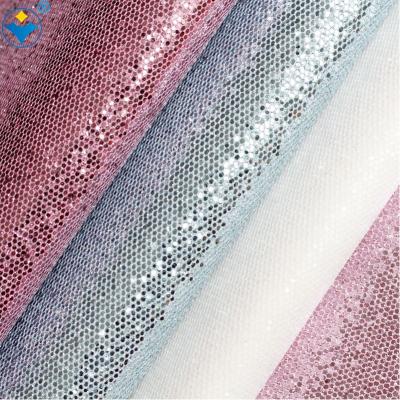 China OEM Service Light Color Sparkle Glitter Mesh Leather Fabric for sale