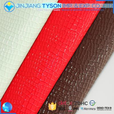 China Anti-rust embossed high quality elastic artificial synthetic crocodile PU leather for sale