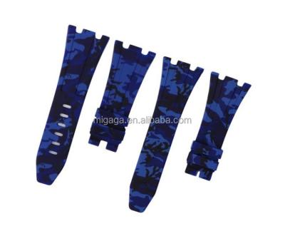 China Factory Wholesale Custom Camouflage Pattern 20mm 21mm 22mm 23mm 24mm 25mm 26mm 28mm 30mm Rubber Watch Strap Non-Toxic Watch Band for sale