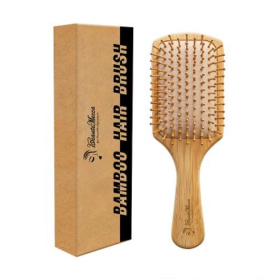 China Wholesale Handmade Natural Biodegradable Deatangling Bamboo Hair Brush Paddle Paddle Curly Hair Brushes for sale