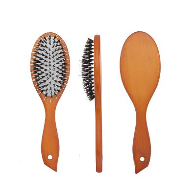 China Customized Logo High Quality Wig Brush Handle Wig Wooden Hair Brush New Design Boar Wig Brush for sale