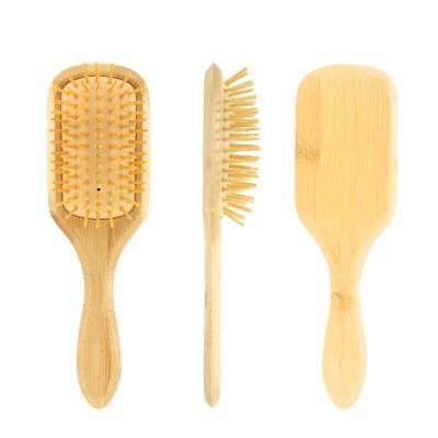 China Dampen Private Label All Natural Bamboo Paddle Hair Brush With Air Cushion Brush Detangling Wholesale High Quality Bamboo Hair Brush for sale