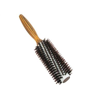 China Custom Professional High Quality Round Brush Heat Resistant Wooden Round Hair Brush With Nylon Bristle for sale