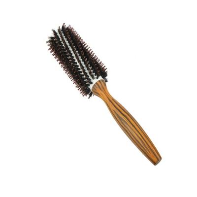 China Professional Round Boar Bristle Wooden Hair Brush Heat Resistant Around Curved Hair Straightening Brush for sale