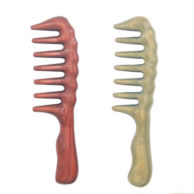 China Home Hair Comb For Thick Curly Hair Scalp Massage Green Red Sandalwood Wide Tooth Hair Comb for sale