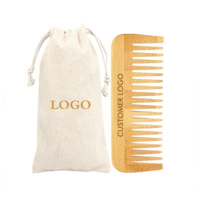 China Salon Private Label Wooden Combs Wide Tooth Styling Custom Logo Bamboo Wooden Branded Hair Comb Wide Tooth Comb for sale