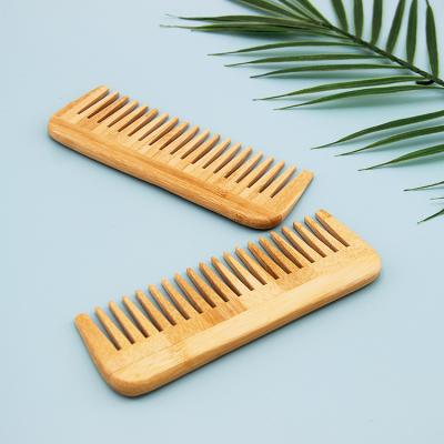 China Salon Logo Barbering Wide Tooth Styling Custom Made Professional Natural Bamboo Comb Wooden Branded Bamboo Hair Comb for sale