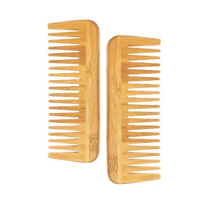 China Custom Salon Natural Bamboo Comb With Logo Anti-static Heat Resistant Wide Tooth Hair Comb Wholesale Private Label for sale