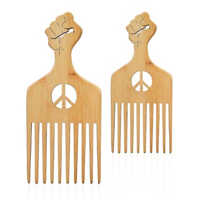 China Customized Home Customized Handmade Bamboo Wooden Comb Afro Hair Wide Tooth Comb Logo Supply High Quality Factory Direct for sale