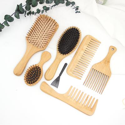 China Wholesale Good Quality Natural Bamboo Wooden Hair Comb Cushion And Hair Brush Adult Playbrush With Private Label for sale