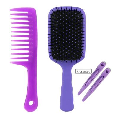 China Cushion Factory Price Barber Equipment Hair Salon Brush and Hair Clip Set Plastic Barber Cutting Comb Set for sale