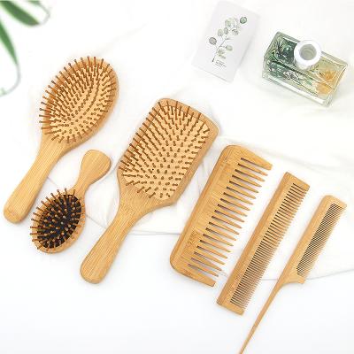 China Wholesale Cushion Paddle Hair Brush Tooth Comb Wide Wide Rat Tail Comb Professional Natural Bamboo Hair Brush and Comb Set for sale