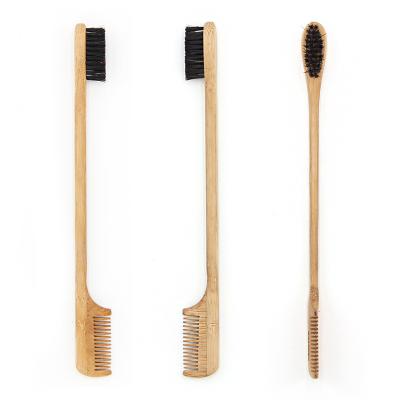 China Wholesale Bamboo Eco-Friendly Smooth Bamboo Brush Comb Double Side Edge Brush With Boar Bristle Edge Control Broom for sale