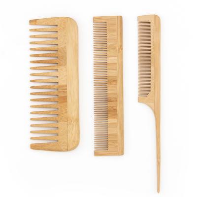 China Nondisposable Professional Hot Selling Eco-friendly Rat Hair Comb 3PCS Natural Wide Tooth Comb Tail Comb Rat Hair Wooden Bamboo Set for sale