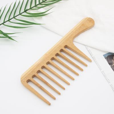 China Salon Private Label Hair Natural Biodegradable Large Size Bamboo Wooden Comb Wide Tooth Comb for sale