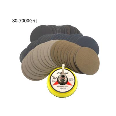 China 100pcs Assorted 80-7000 Grit Sander Disc 2inch 50mm Abrasive with Hook and Loop Sanding Pad for Wood Wet Dry Sandpaper for sale