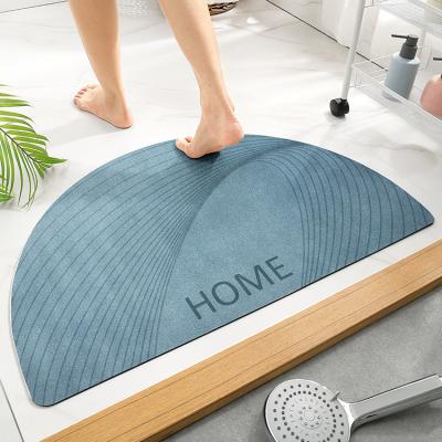 China DAJIANG Water-absorbent Bath Mat Diatom Mud Stone Pattern Semicircle Quick-drying Non-slip Anti-slip BATH MAT for sale