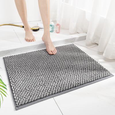 China DAJINANG Custom Black White Quilting Chenille Plush Non Slip Bath Mat Carpet Toilet Non Slip Strong Water Absorption Floor Mat for sale