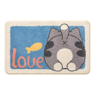 China Stain Resistant 2022 DAJIANG Cat Bath Mat Floor Rug Love Cute Bathroom Blanket for sale