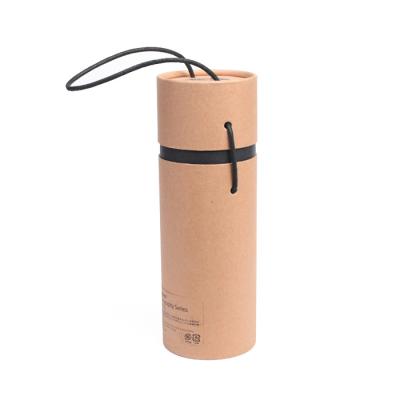 China Recycled Paper Materials Biodegradable Paper Tube Wine Packaging Tube Custom Paper Container With Lock Rope Handle for sale