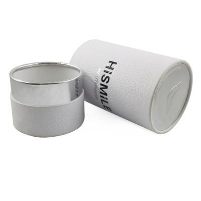 China Recyclable recycle paper tube with metal texture paper lid hot stamping logo inside custom design paper tube for sale