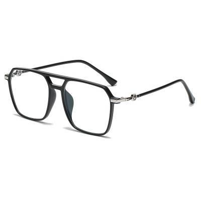 China Fashion Popular Oversized Square Double Bridge Frames Anti Blue Light Optical Glasses For Women Men for sale