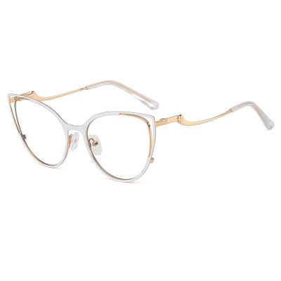 China New popular cat glasses frame female spring legs metal frame two color light myopia personality anti-blue glasses for sale