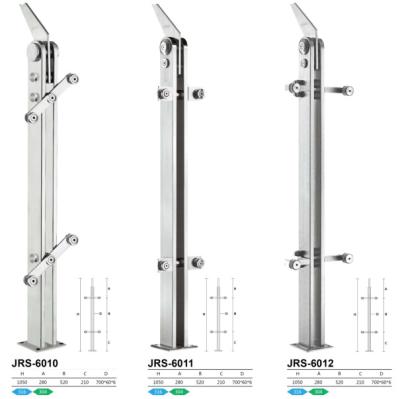 China Industrial Custom Indoor Outdoor Railings Stand Up Column Stair Railing Bracket Handrail Balcony Stainless Steel Glass Railing for sale