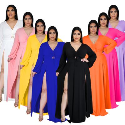 China Yiyuansen Factory Breathable Sale Plus Size Women Clothing Contrast Color Fashionable Long Maxi Dress 5XL for sale