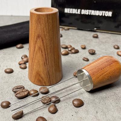 China Boonido Bartender Espresso Tamper Accessories Stainless Steel Needle Viable Natural Wooden Espresso Coffee Stirrer Tool for sale