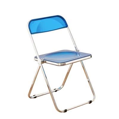 China Hot Selling Salon Metal Foldable Leg Plastic Transparent Fold Dining Chair Metal Folding Chairs for sale