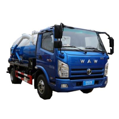 China 4x2 WAW Mini Diesel 116hp 5.5CBM 3.525 Ton Sewer Scaven Suction Sewage Tank Truck High Pressure Vacuum Sewage Suction Truck for sale