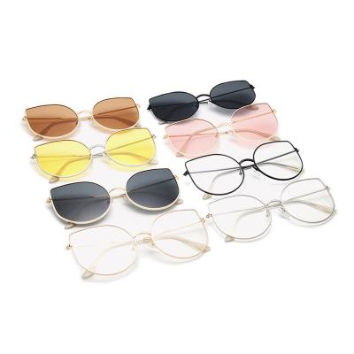 China Cat Eye Sun Glasses Arrivals Big Hexagon Sunglass shades 2022 custom plastic mirror flat surface square sunglasses logo 400 UV new women age for sale