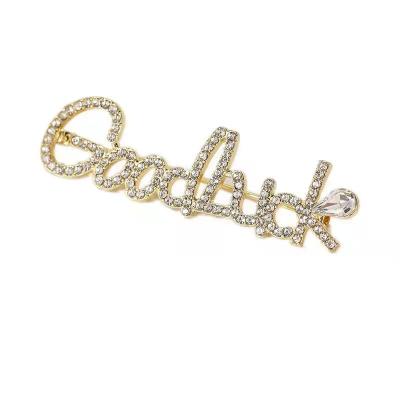 China New Full Decorative Ornaments Niche Design Clothing Diamond Letters Crystal Brooch Pin Accessories for sale