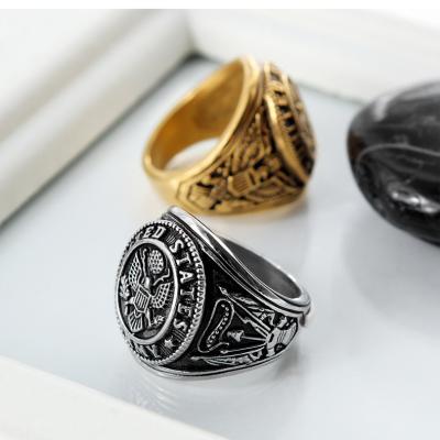 China Retro Fashion CLASSIC Color Groove Men's Ring Personality Cross Titanium Steel Men's Ring Jewelry for sale