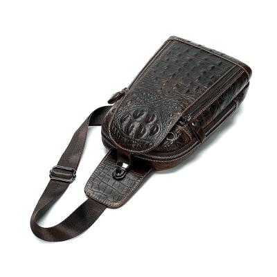 China High Quality Custom Sports Waterproof Crocodile Pattern Genuine Leather Shoulder Bag Men Cross - Body Chest Sling Bag for sale