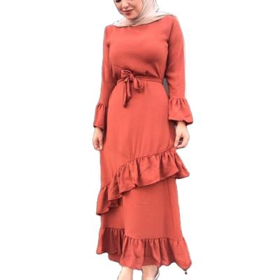 China Fashion Muslim Women Dress Drawstring Long Sleeve Maxi Abaya Dress S~XL for sale