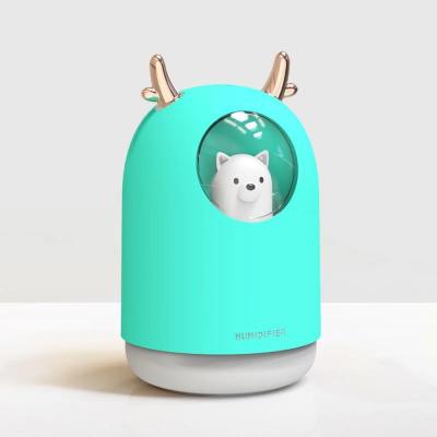 China Household Pet Bear Mini Humidifier Usb Colorful Night Light Home Office Muffle Air Humidifier Diffuser 300ML Double Spray Humidifier y for sale