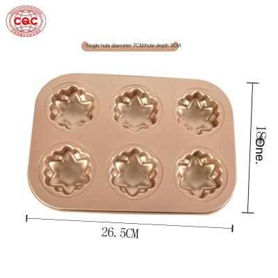 China Ckot Disposable 6 Non-Stick Cake Molds Bewitch Carbon Steel Oven Formed Molds 6 DIY Pastry Bread Molds for sale