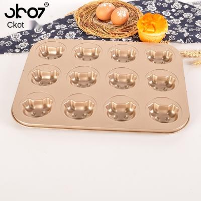 China CKOT gold12Even baking pig baking tray carbon steel disposable non-stick cake mold thick0.4MM for sale